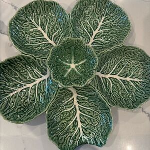 Bordallo Pinheiro Cabbage Green 6-Part Relish Dish